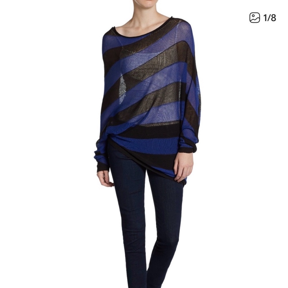BCBGMaxAzria Sheer Black Mesh Top